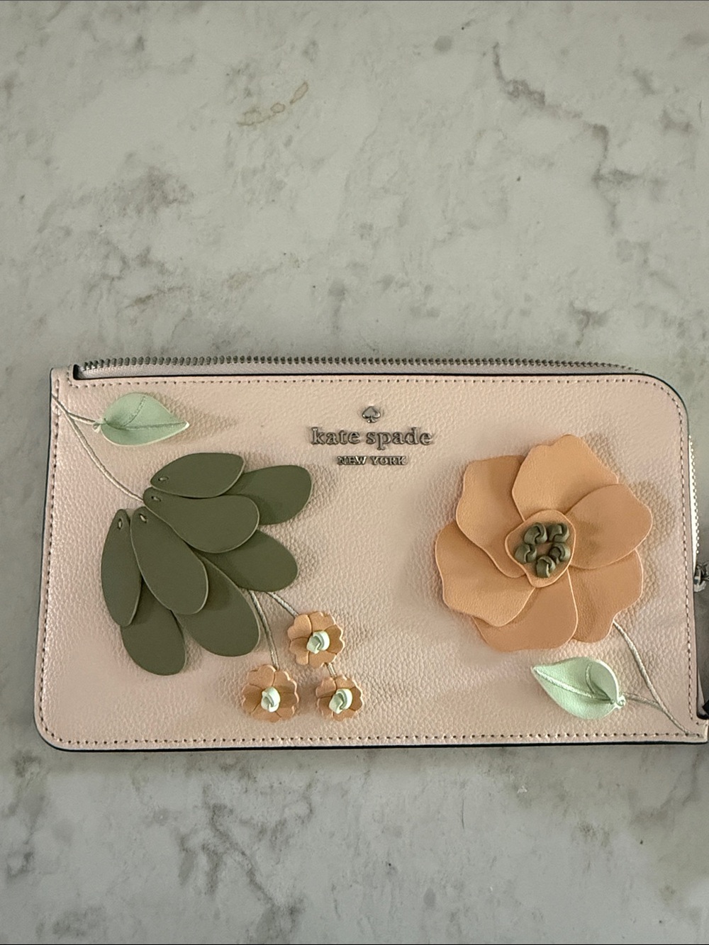 kate spade Blush Floral Applique Zip Wristlet - Picture 8 of 8